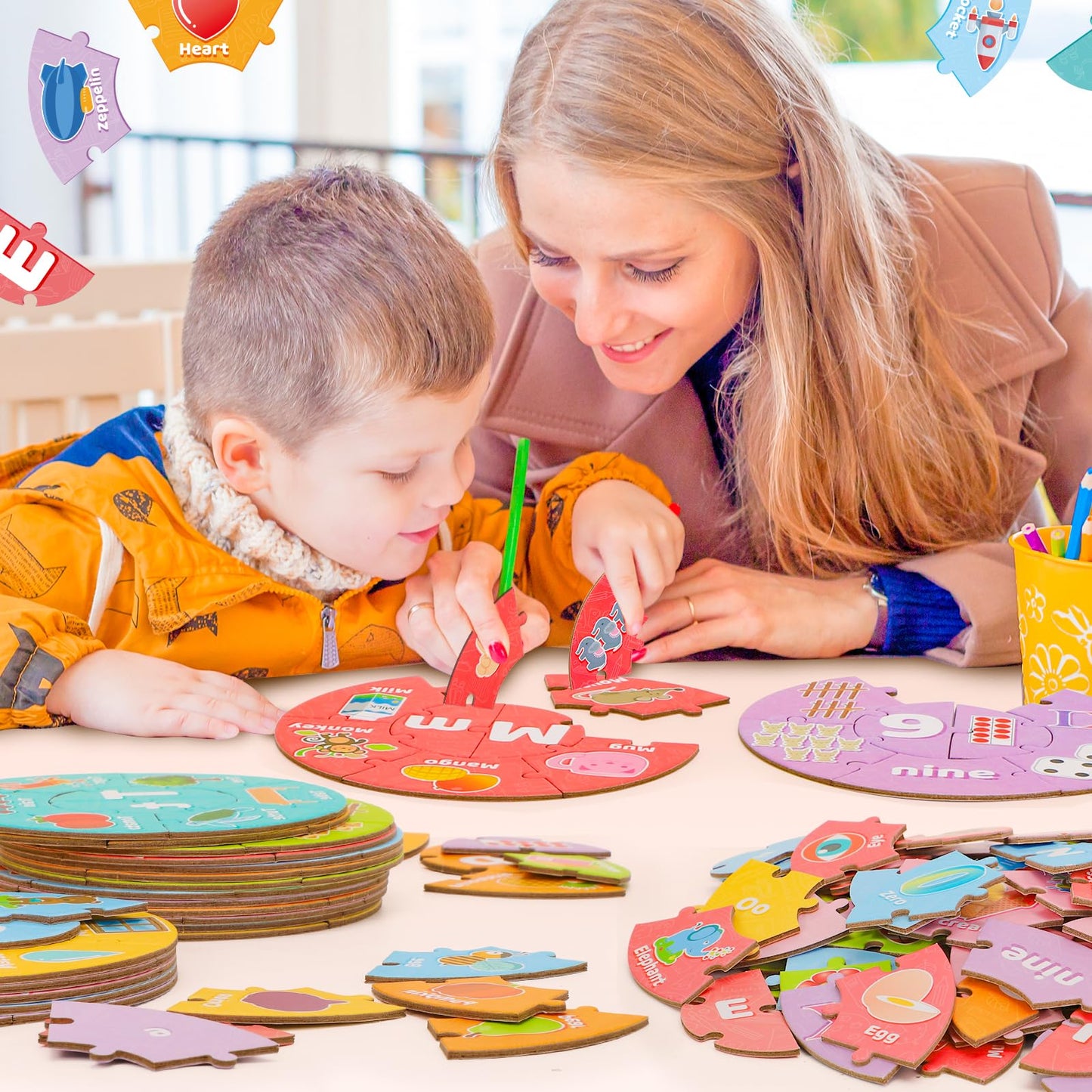 AmiDear ABC Alphabet and Number Puzzle Educational Preschool Learning Toys for Toddlers, Montessori Toys Sight Words Game Kindergarten Learning Activities for 3 4 5 6+ Year Old Kids boy Girl